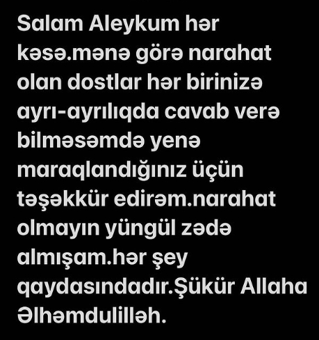 Üzeyir Mehdizadəyə nə olub?- Özü açıqladı (FOTO)