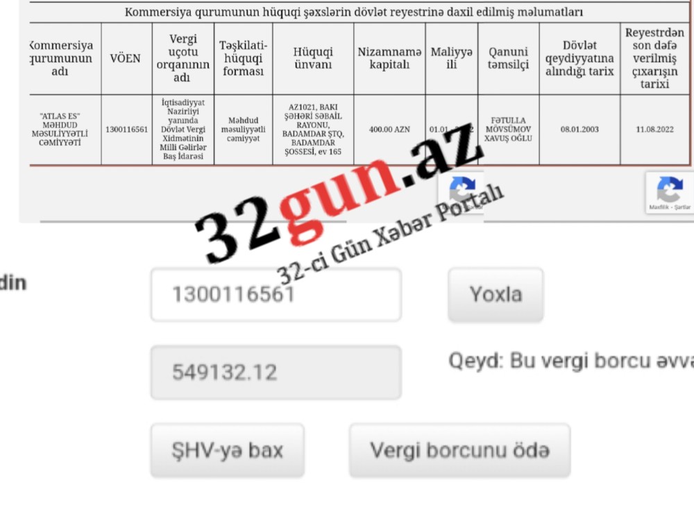 Şəhid ailələri və Qarabağ döyüşçülərinin torpaqlarını zəbt edən "Atlas ES"indövlətə KÜLLİ MİQDARDA borcu üzə çıxdı - FOTO