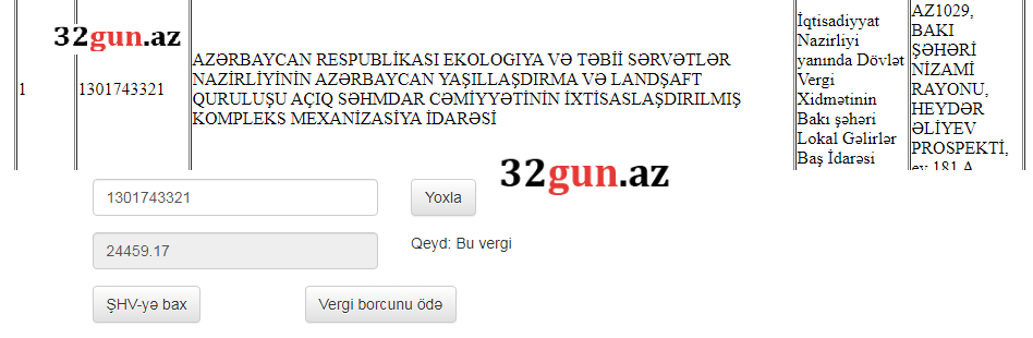 "Yaşıllaşdırma və Landşaft Quruluşu" ASC-nivergi borcu üzə çıxdı