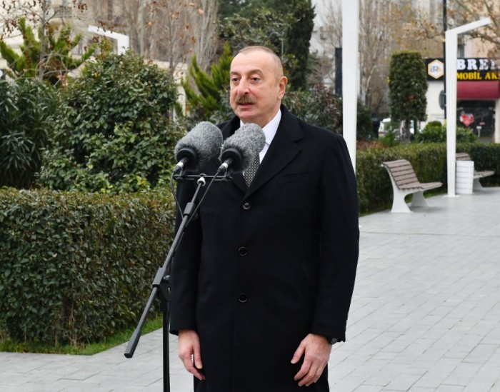 İlham Əliyev Tofiq Quliyevin abidəsinin açılışına qatıldı- FOTOLAR