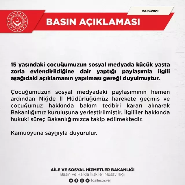 15 yaşlı qızın sosial şəbəkədə “Zorla evləndirilirəm” paylaşımına nazirlik qarışdı(FOTO)