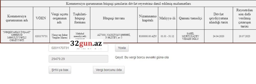 Naxçıvan Avtomobil Yolları Dövlət Agentliyinin bu İdarəsi Talıbovların keçmiş şitkəti ilə müqavilə imzalayıb- Vergi borcu var