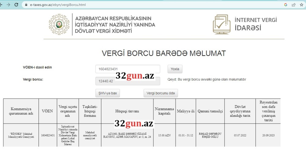 Kliniki Uroloji Xəstəxanaya vergi borcu olan şirkətdən46 min manata iki paltaryuyan alınır