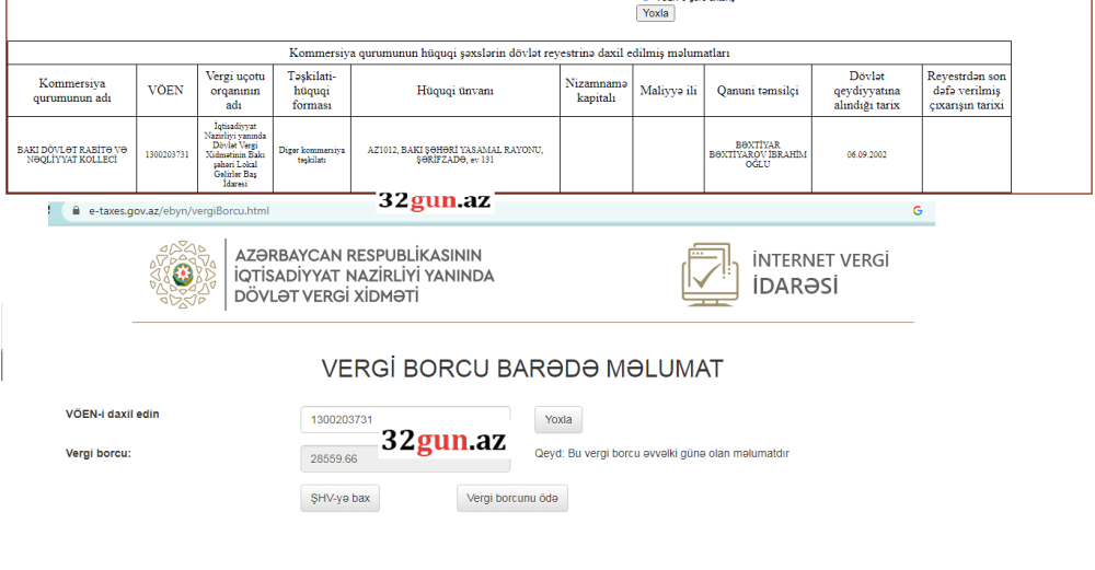Bakı Dövlət Rabitə və Nəqliyyat Kollecinin vergi borcu varmış(FOTO)