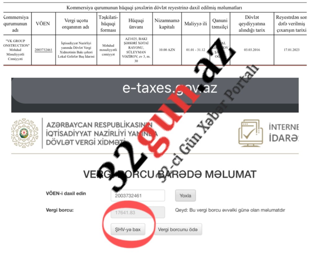 Vergi borcu olan “VK Group Construction"bu dəfə AYNA-nın tenderinin qalibi oldu