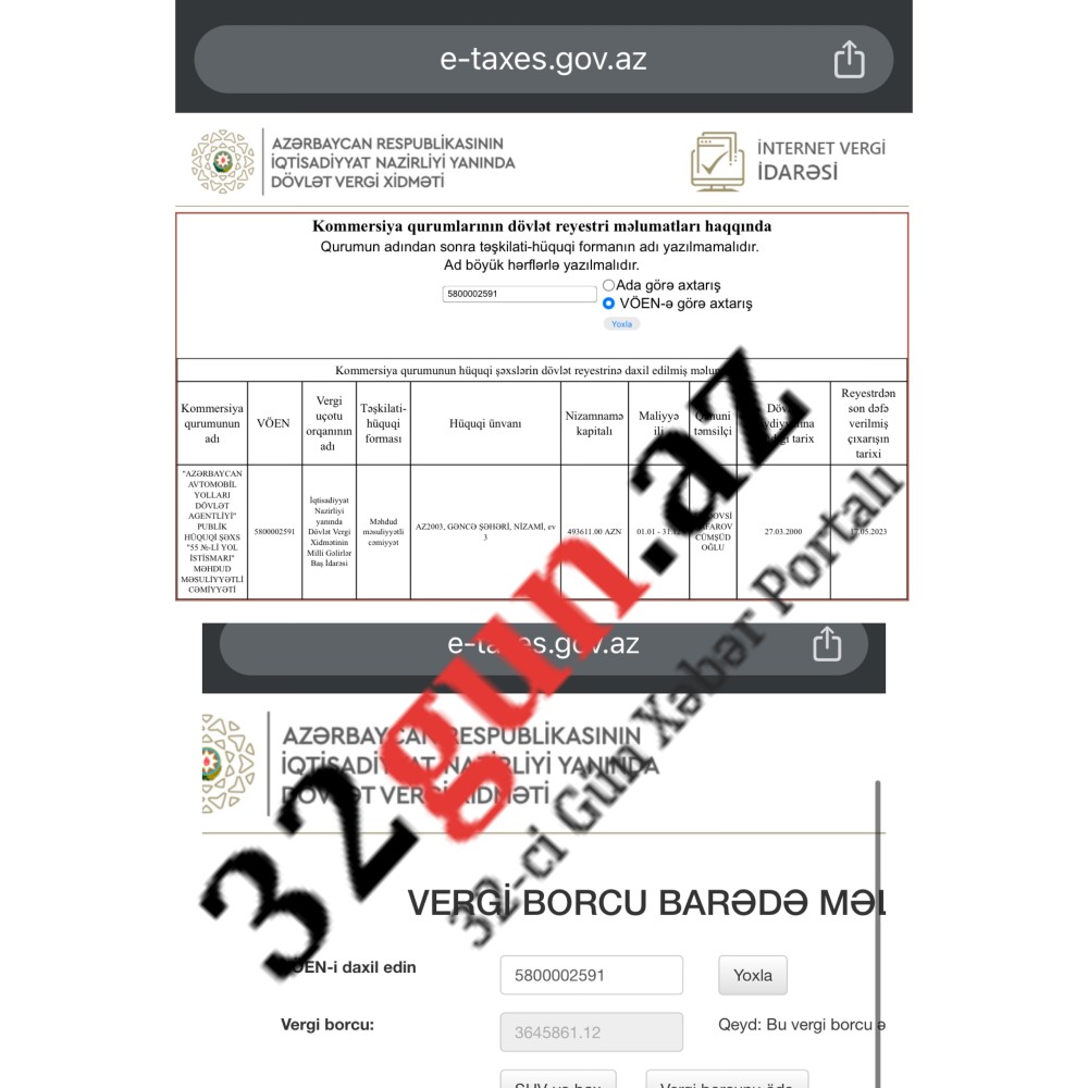 Saleh Məmmədovun sədri olduğu “Azəravtoyol”a məxsus şirkətin külli miqdarda vergi borcu üzə çıxdı -3.6 milyon AZN-dən çox