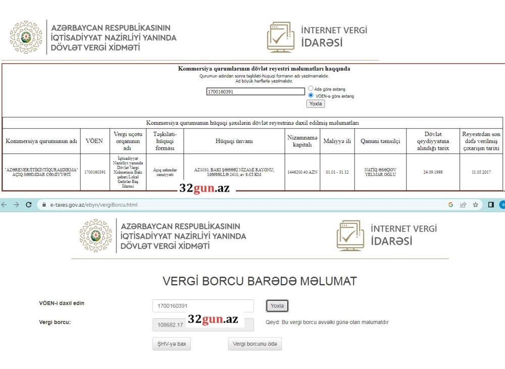 "Azərenerjitikintiquraşdirma"  ASC-nin vergi  borcu üzə çıxdı- FOTOFAKT