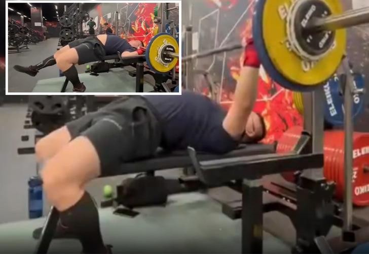 230 kiloluq ştanq qəfil idmançının boğazına düşdü -Kabus dolu anlar (Foto)