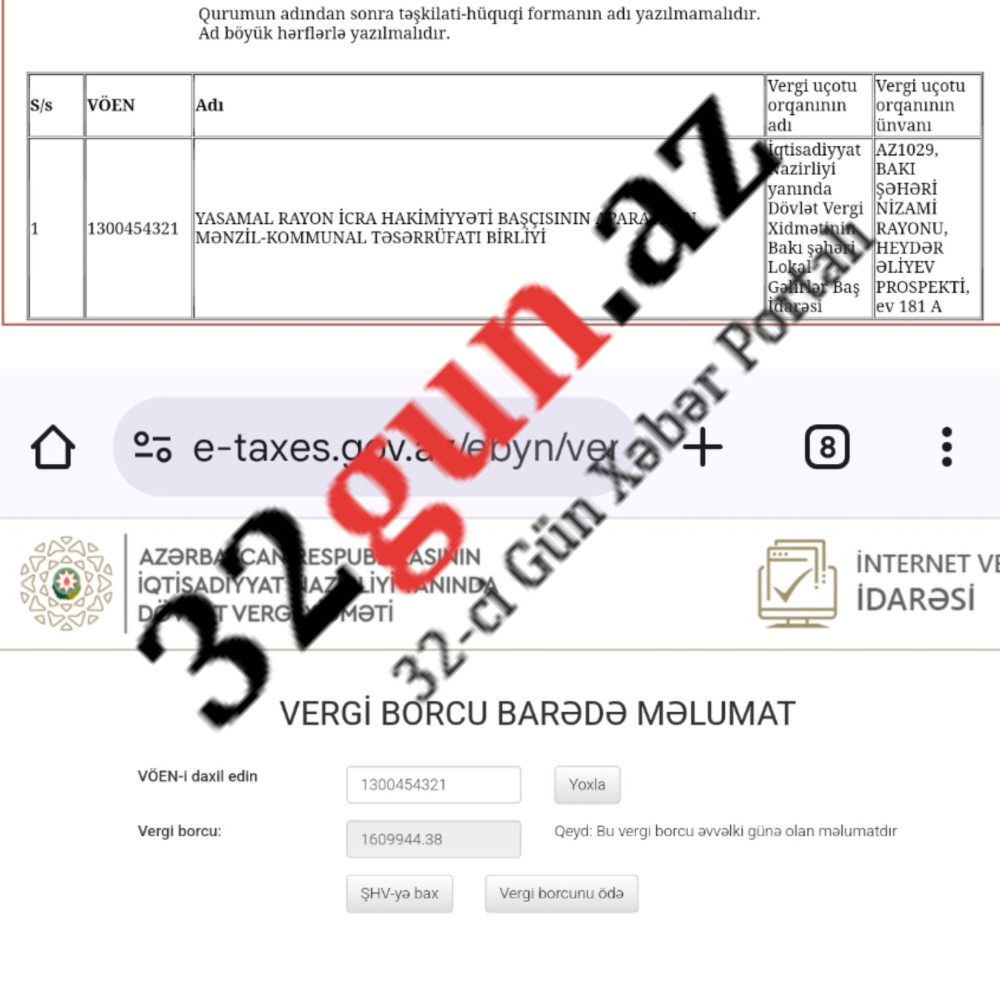 İcra başçısı Elşad Həsənova tabe olan təşkilatın dövlətə külli miqdarda borcu üzə çıxdı -Yenidən