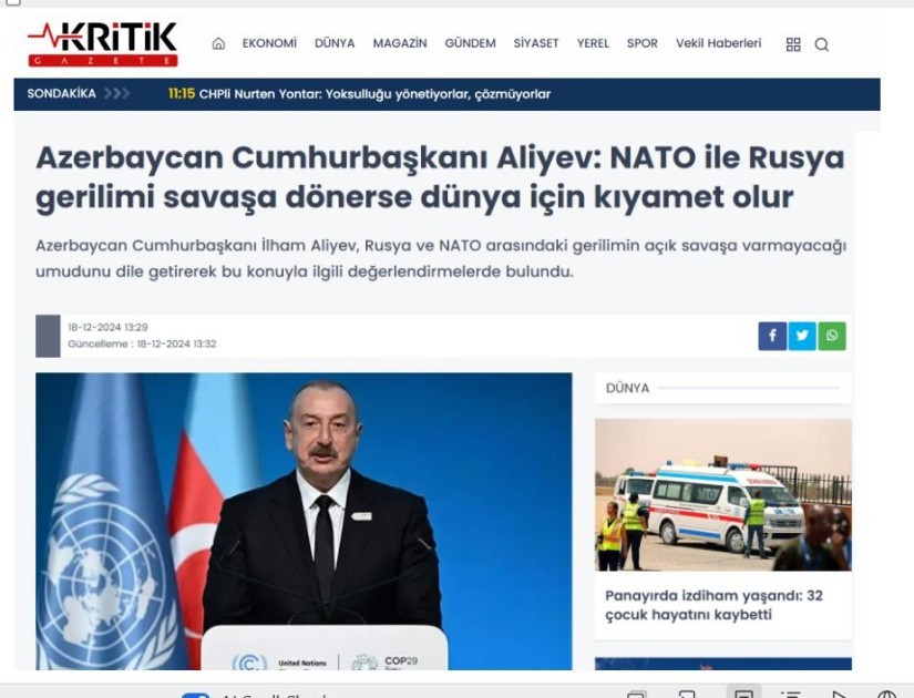 Prezidentin müsahibəsi dünya mediasının diqqətində -FOTOLAR