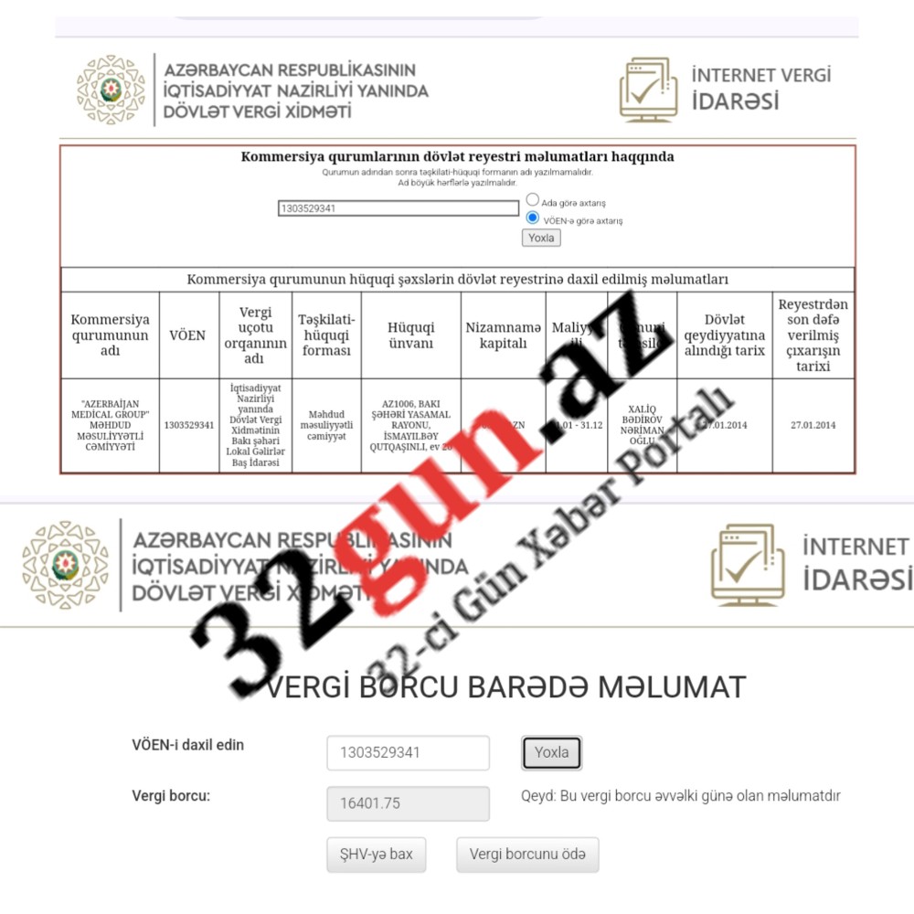 "Azerbaıjan Medical Group"un dövlətə vergi borcu üzə çıxdı/ FOTO