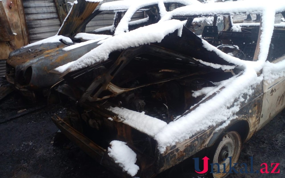 Maşın təmiri sexində yanğın - 3 avtomobil yararsız hala düşdü(FOTOLAR)