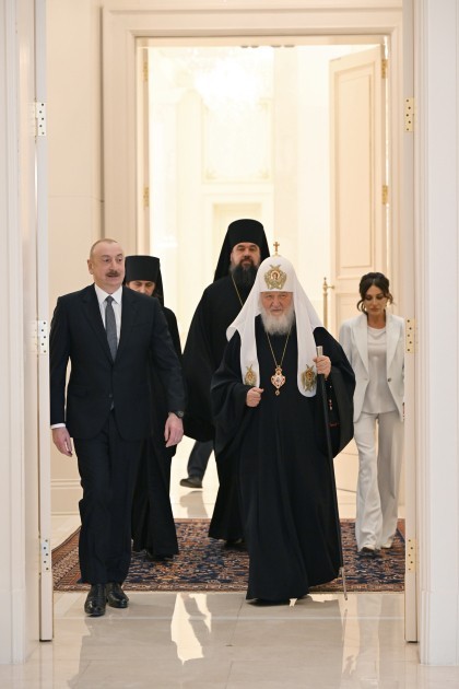 Prezident və xanımı Patriarx Kirill ilə görüşdü -FOTOLAR (YENİLƏNİB)
