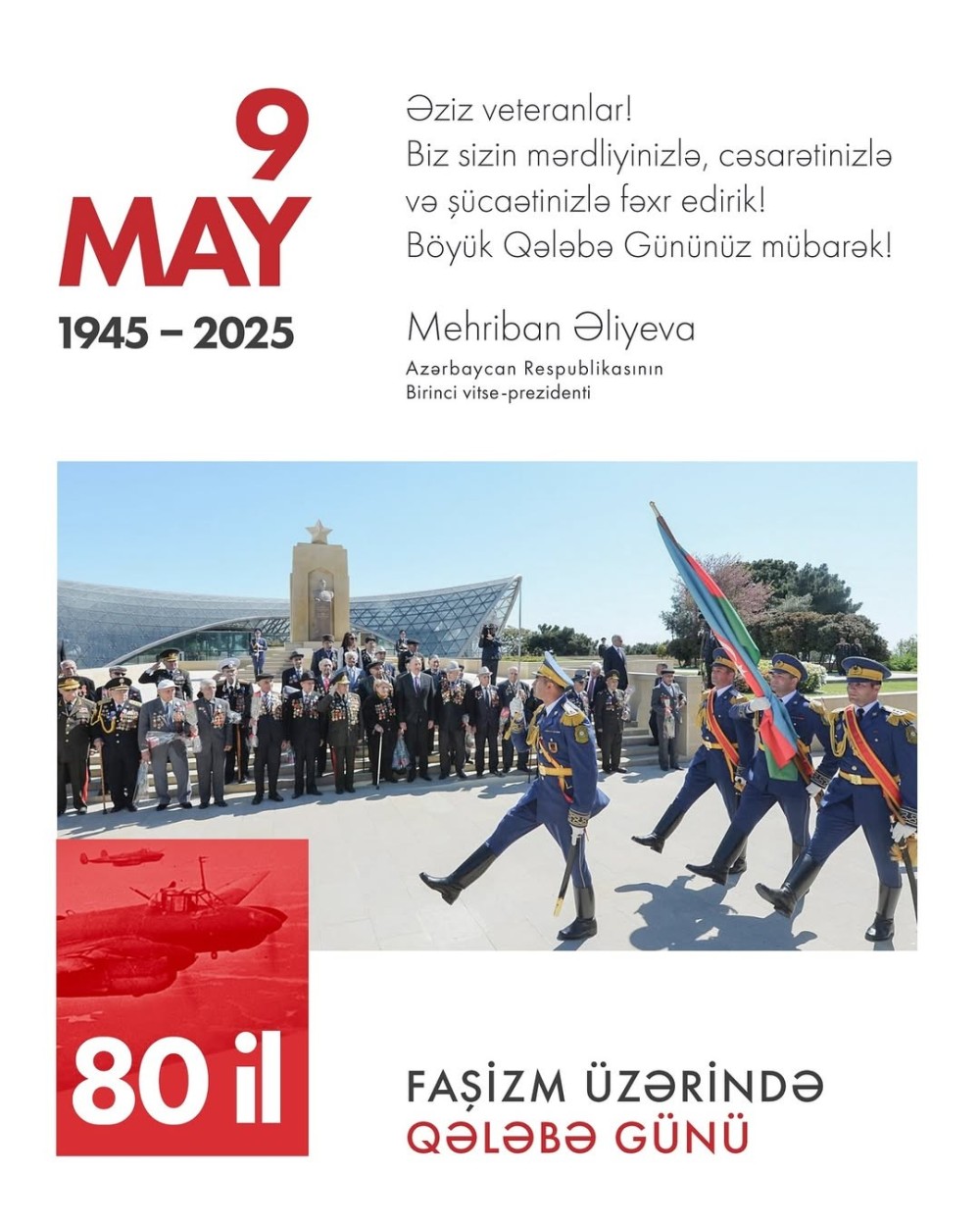 Mehriban Əliyeva 9 Mayla bağlı paylaşım etdi - FOTO