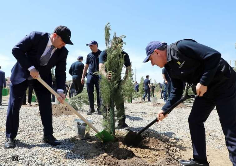 Adil Əliyev Baş prokurorla ağac əkdi +FOTO
