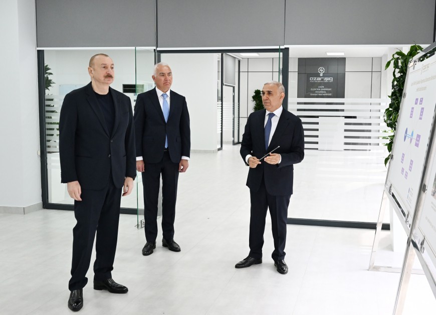 Prezident Laçın Elektrik Şəbəkəsi Rəqəmsal İdarəetmə Mərkəzinin açılışında -FOTOLAR