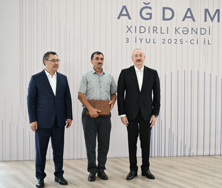 Prezidentlər Ağdamın Xıdırlı kəndinin 1-ci mərhələsinin açılışında -FOTOLAR