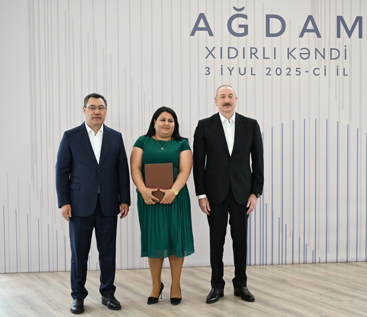 Prezidentlər Ağdamın Xıdırlı kəndinin 1-ci mərhələsinin açılışında -FOTOLAR