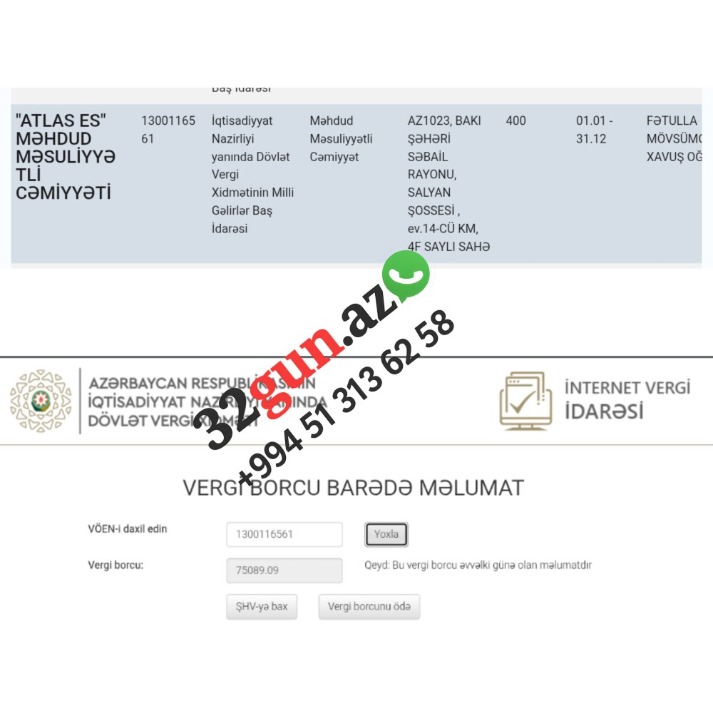 “ATLAS ES” MMC-nin 75 min manatdan çox vergi borcu var