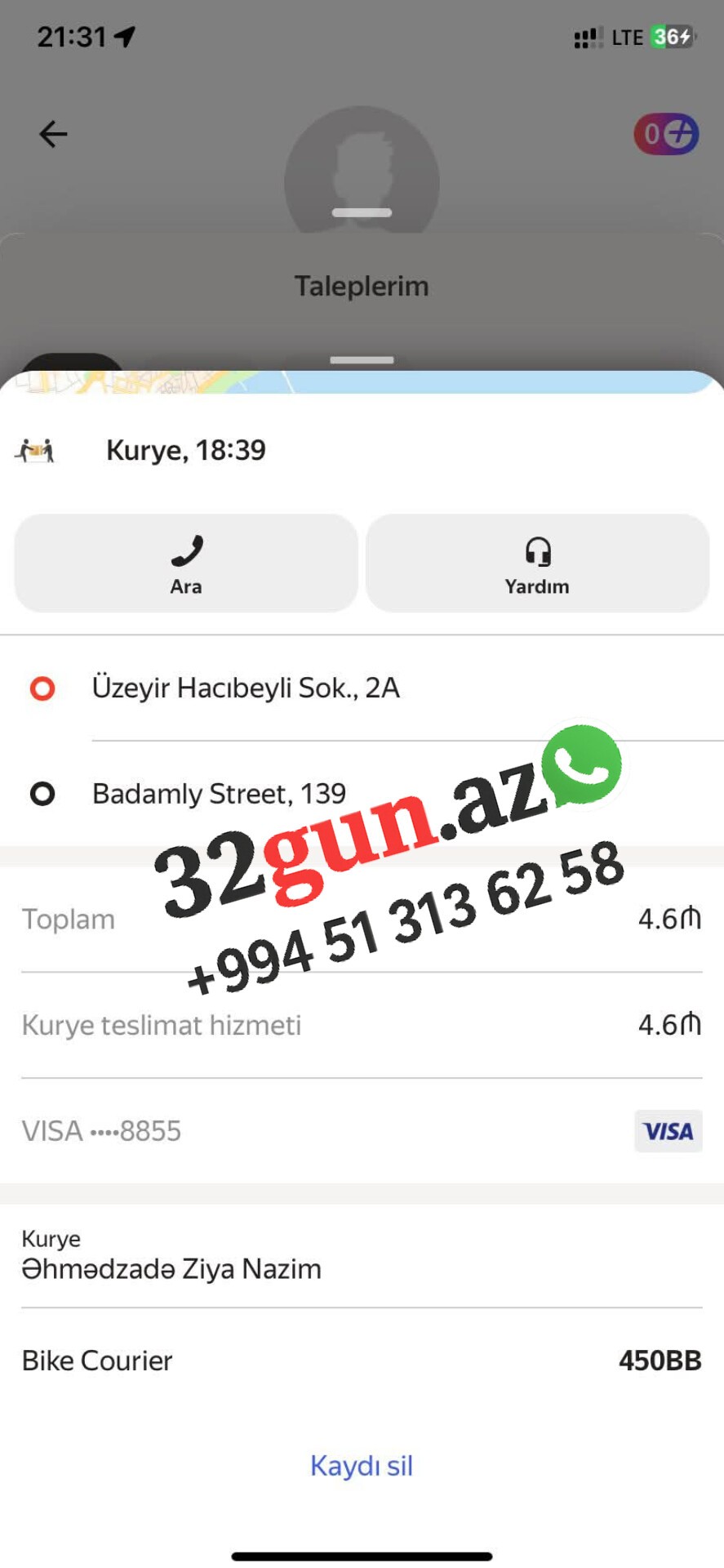 Uber və Yango kuriyeri müştərini aldadıb, ödənişi alaraq qaçıbmış