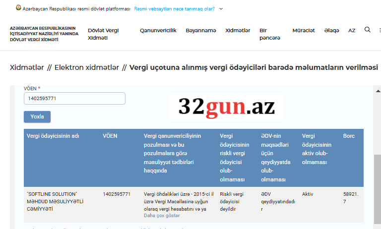 "Softline Solution”un vergi borcu üzə çıxıb- FOTO