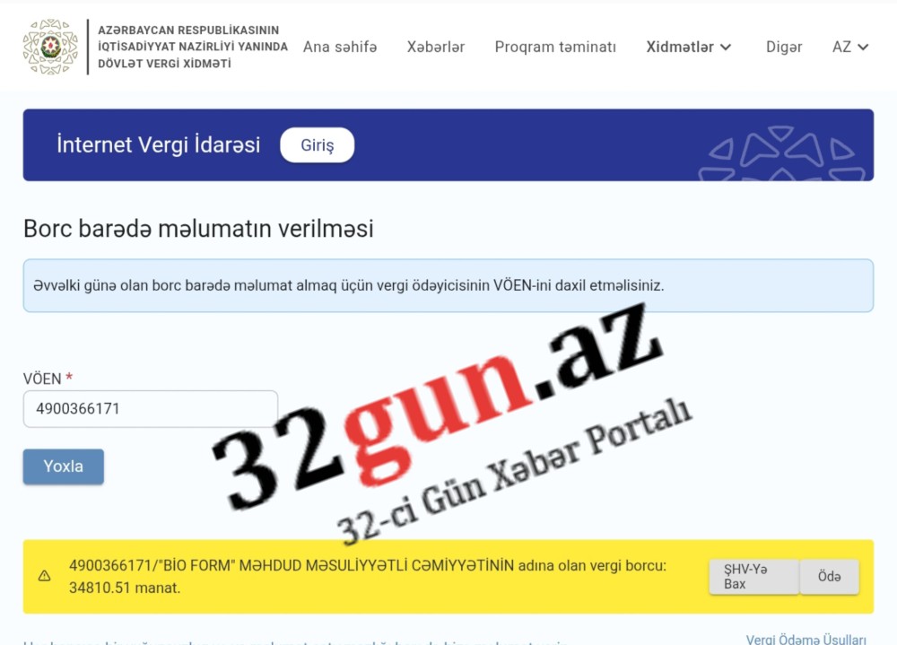 “BİO FORM” MMC-nin  vergi borcu yaranıb/ FOTO