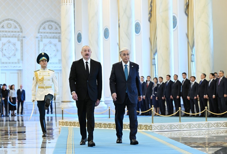 Astanada İlham Əliyevin rəsmi qarşılanma mərasimi oldu -VİDEO (YENİLƏNİB-FOTOLAR)