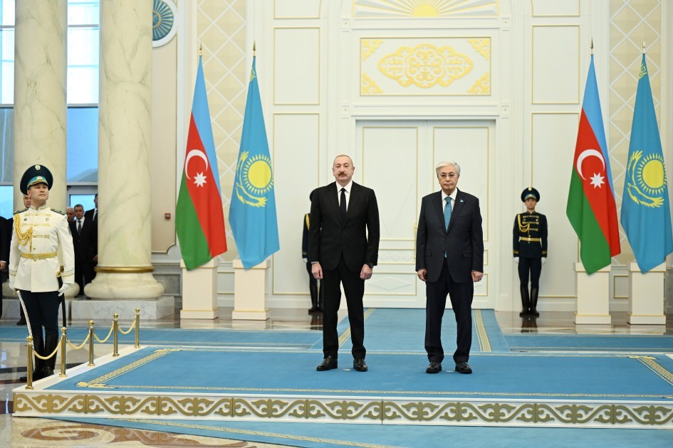 Astanada İlham Əliyevin rəsmi qarşılanma mərasimi oldu -VİDEO (YENİLƏNİB-FOTOLAR)