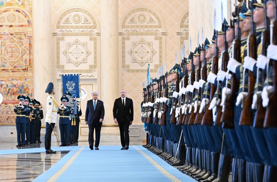 Astanada İlham Əliyevin rəsmi qarşılanma mərasimi oldu -VİDEO (YENİLƏNİB-FOTOLAR)