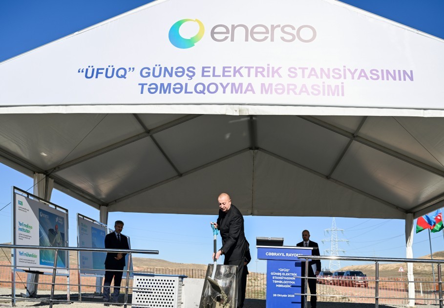 Prezident “Şəms” və “Üfüq” Günəş Elektrik stansiyalarının təməlini qoyub -