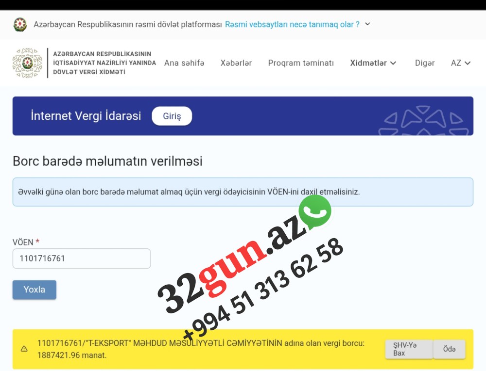 “T-EKSPORT” MMC-nin böyük vergi borcu üzə çıxıb
